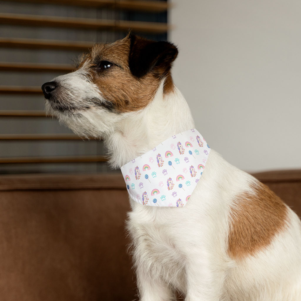 Pastel Rainbow Pet Bandana Collar — Cute Unicorn & Rainbow Pattern for Dogs & Cats