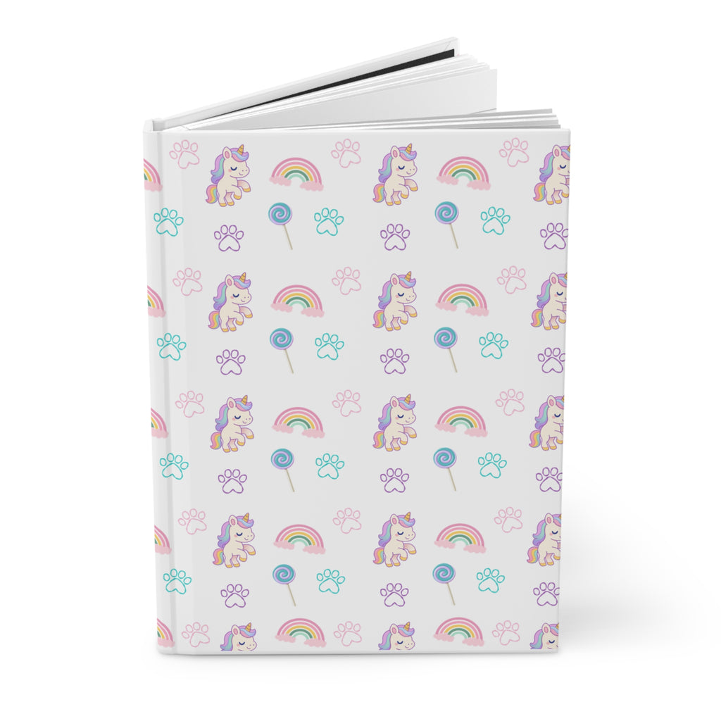 White Unicorn & Rainbow Hardcover Journal
