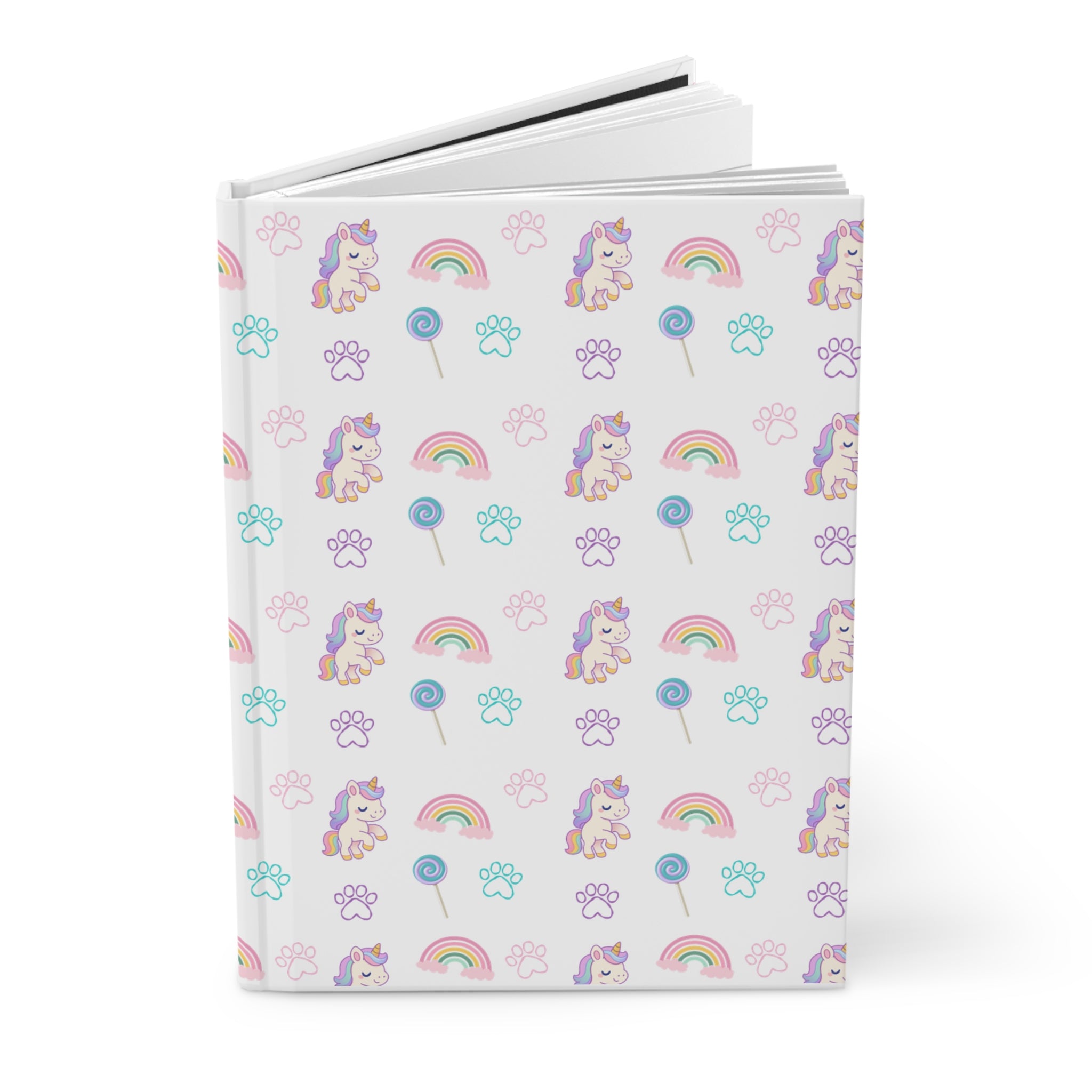 White Unicorn & Rainbow Hardcover Journal
