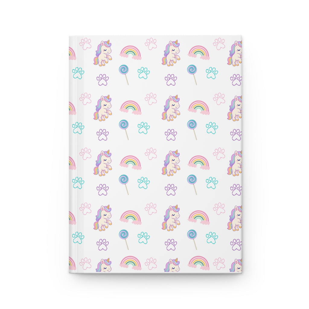 White Unicorn & Rainbow Hardcover Journal