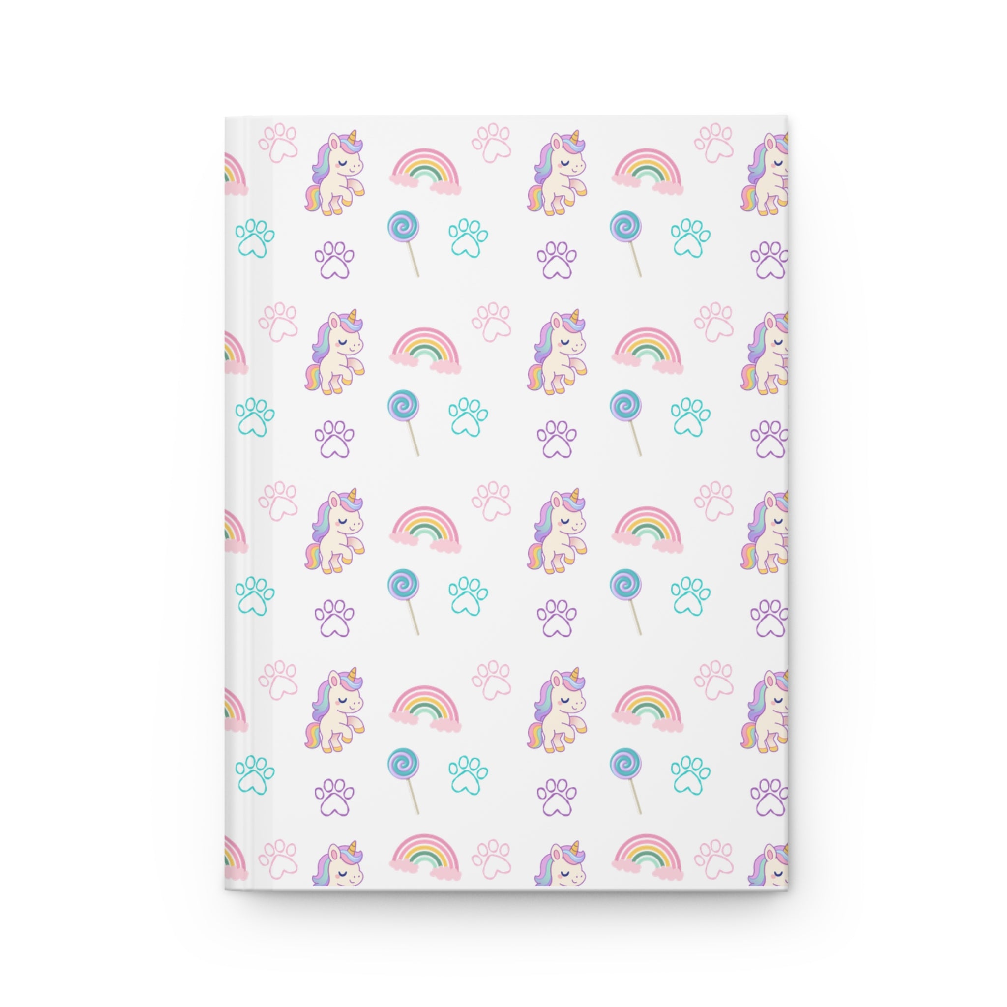 White Unicorn & Rainbow Hardcover Journal