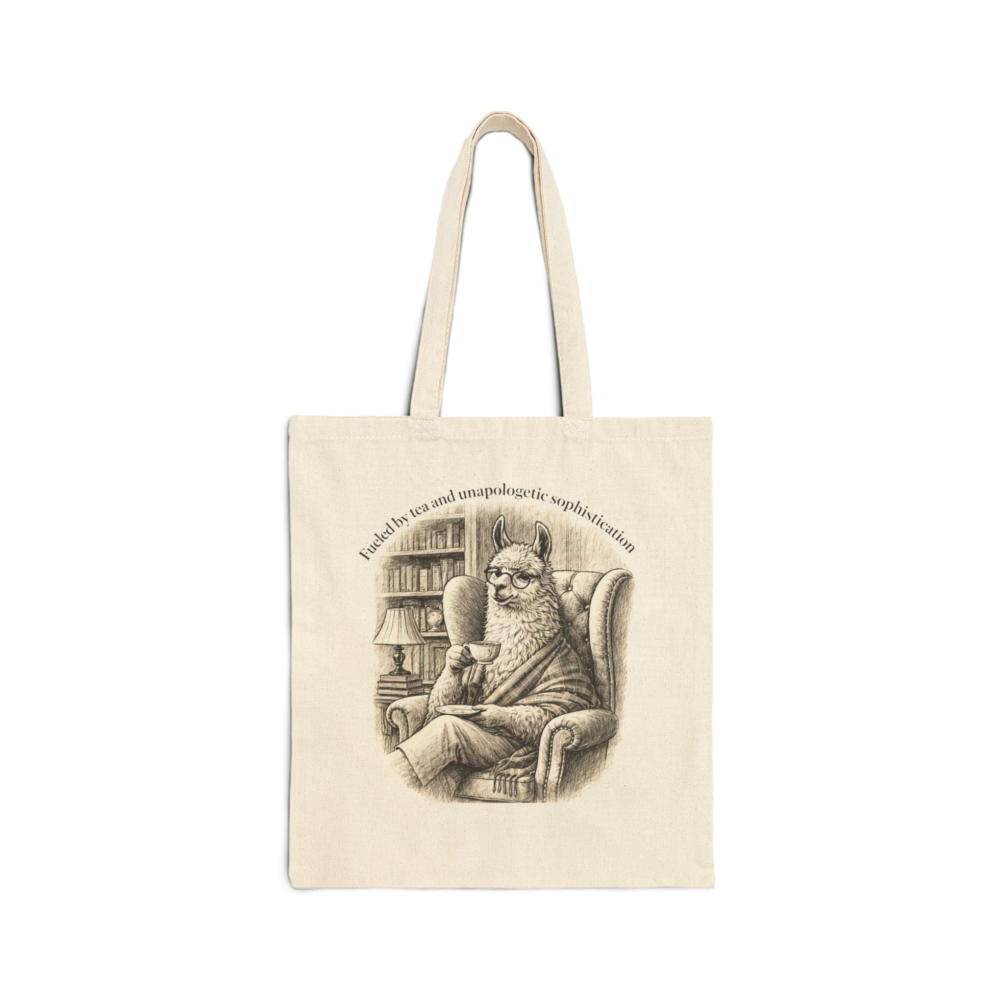 Vintage Reading Llama Canvas Tote Bag