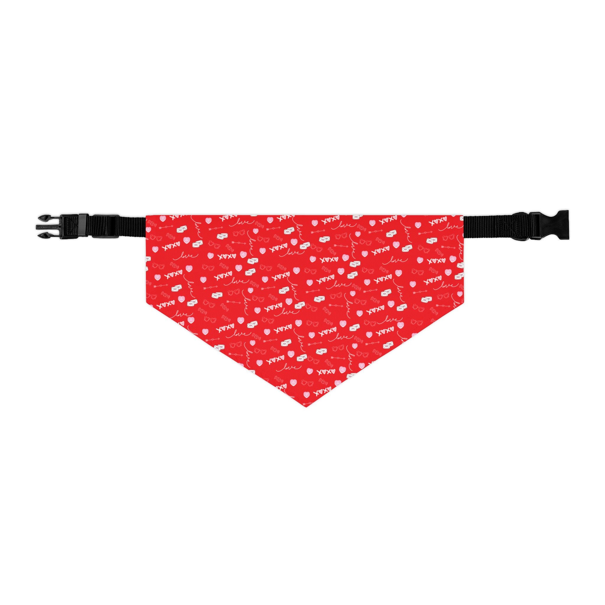 Red bandana with black buckle on a white background
