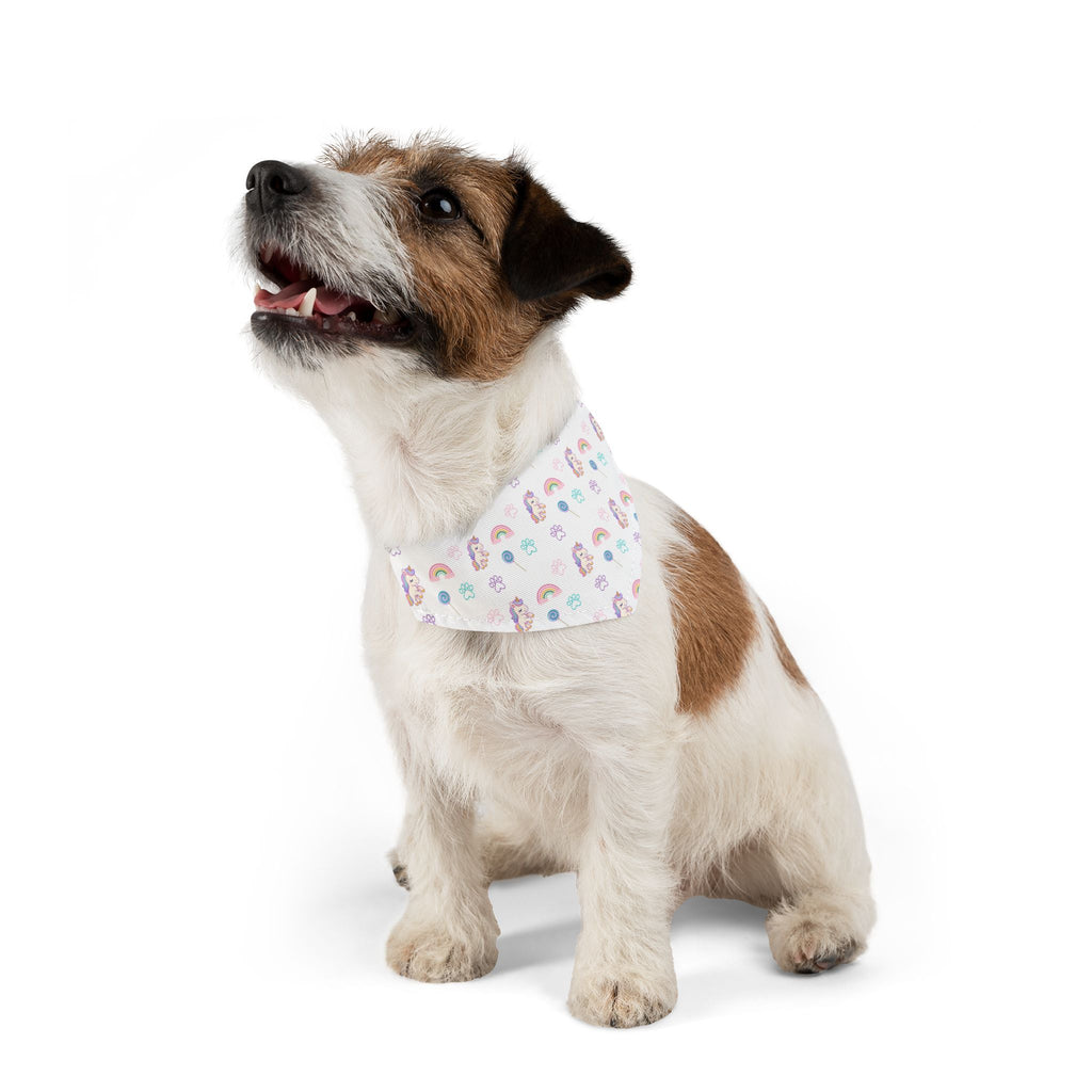 Pastel Rainbow Pet Bandana Collar — Cute Unicorn & Rainbow Pattern for Dogs & Cats