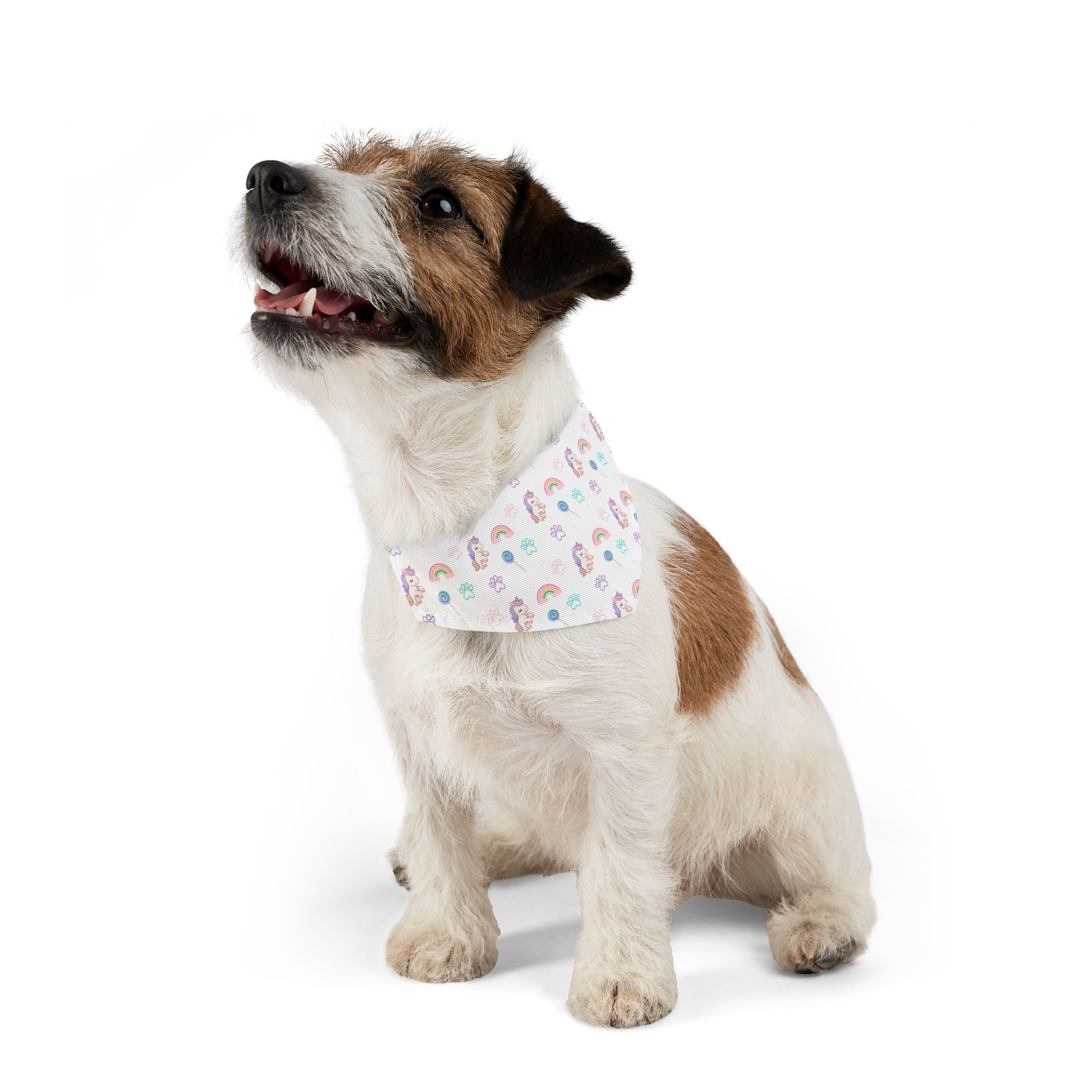 Pastel Rainbow Pet Bandana Collar — Cute Unicorn & Rainbow Pattern for Dogs & Cats
