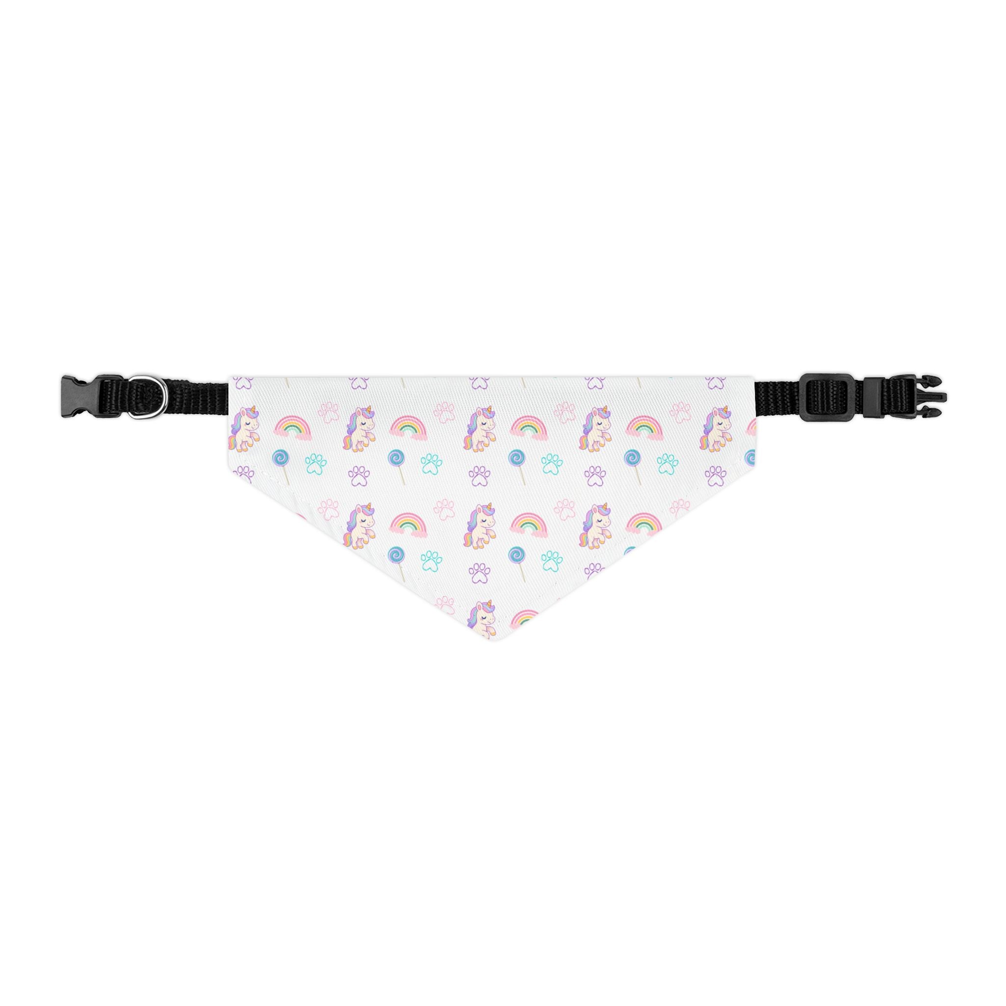 Pastel Rainbow Pet Bandana Collar — Cute Unicorn & Rainbow Pattern for Dogs & Cats