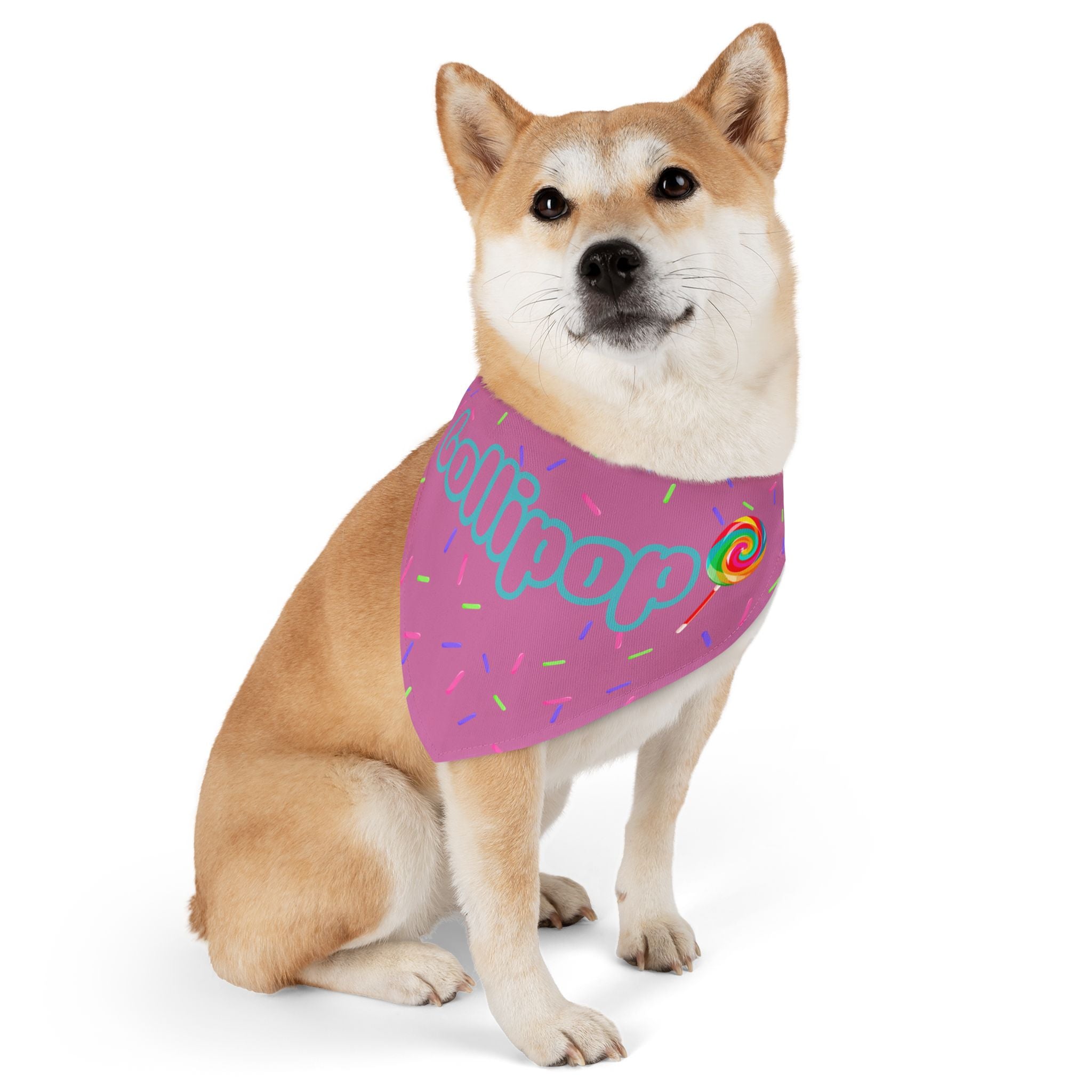 "Lollipop" Pink Sprinkles Dog Collar Bandana