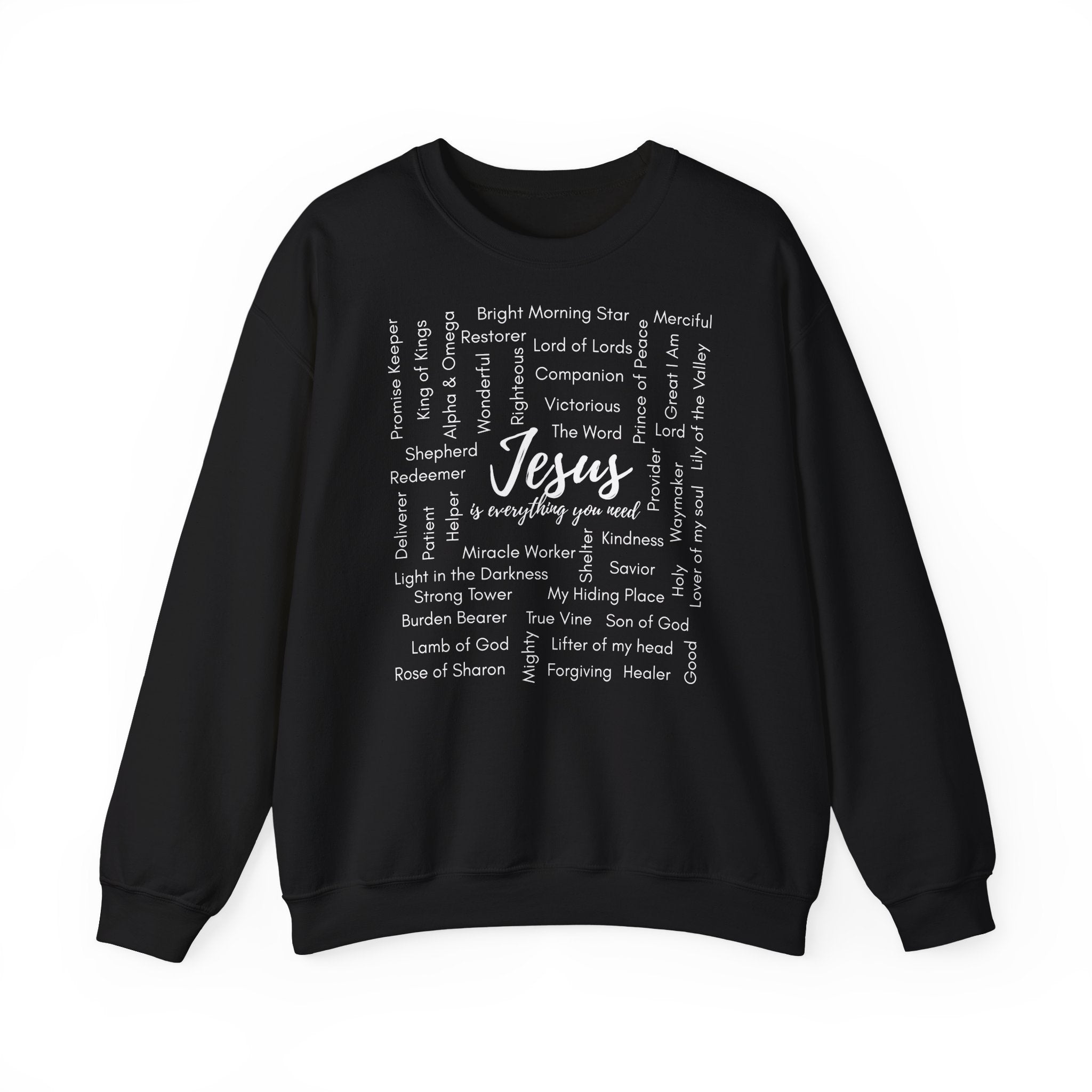 Black sweatshirt with white text on a black background