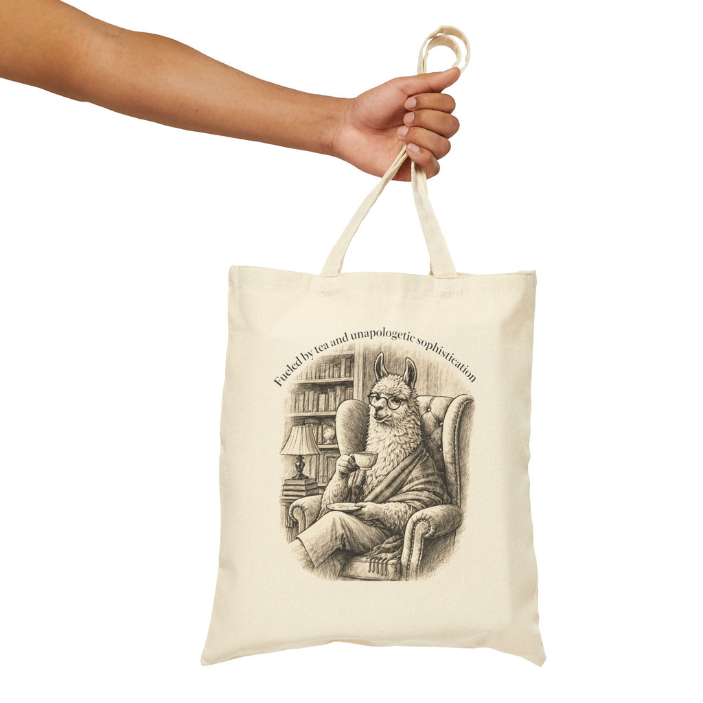 Vintage Reading Llama Canvas Tote Bag