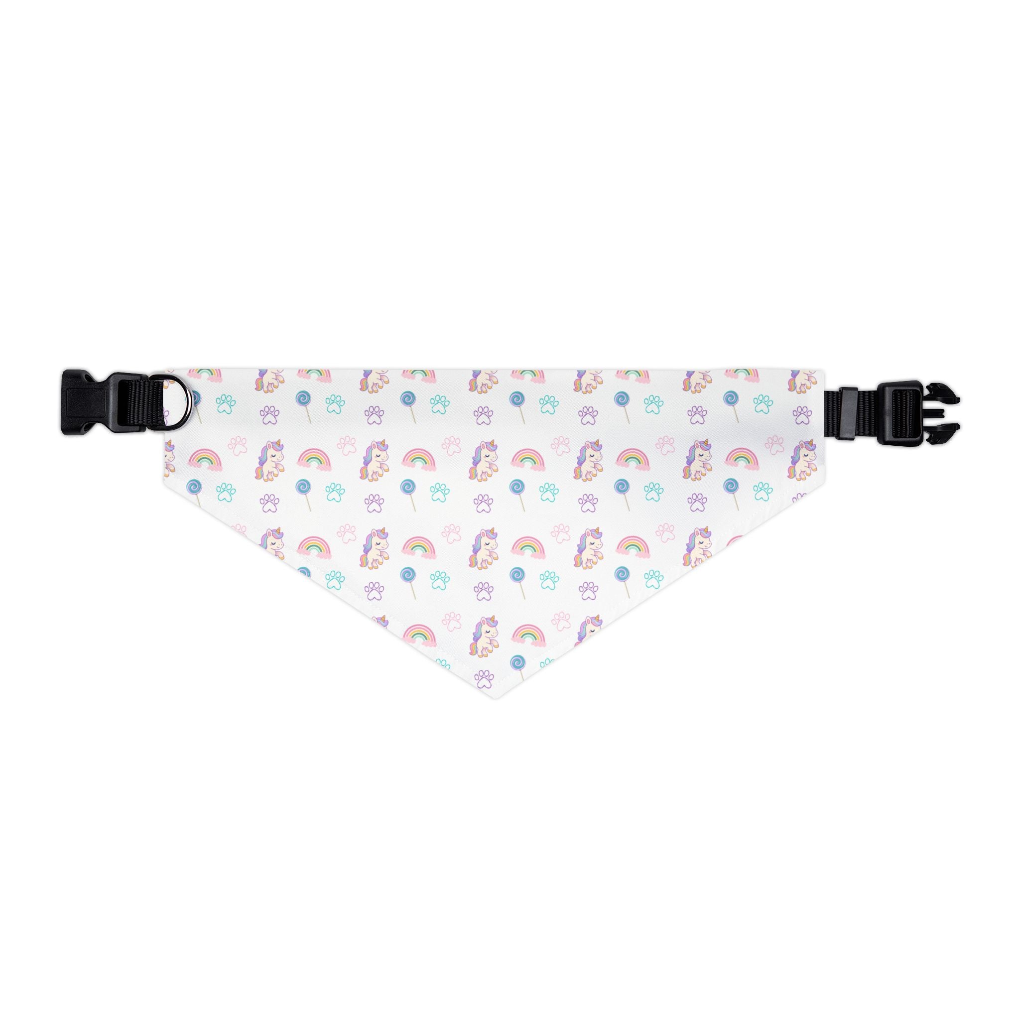 Pastel Rainbow Pet Bandana Collar — Cute Unicorn & Rainbow Pattern for Dogs & Cats