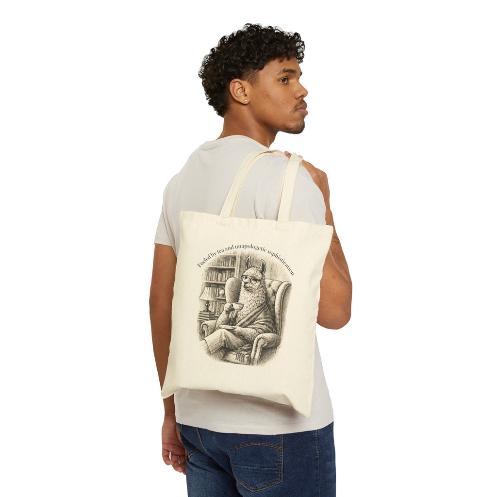 Vintage Reading Llama Canvas Tote Bag
