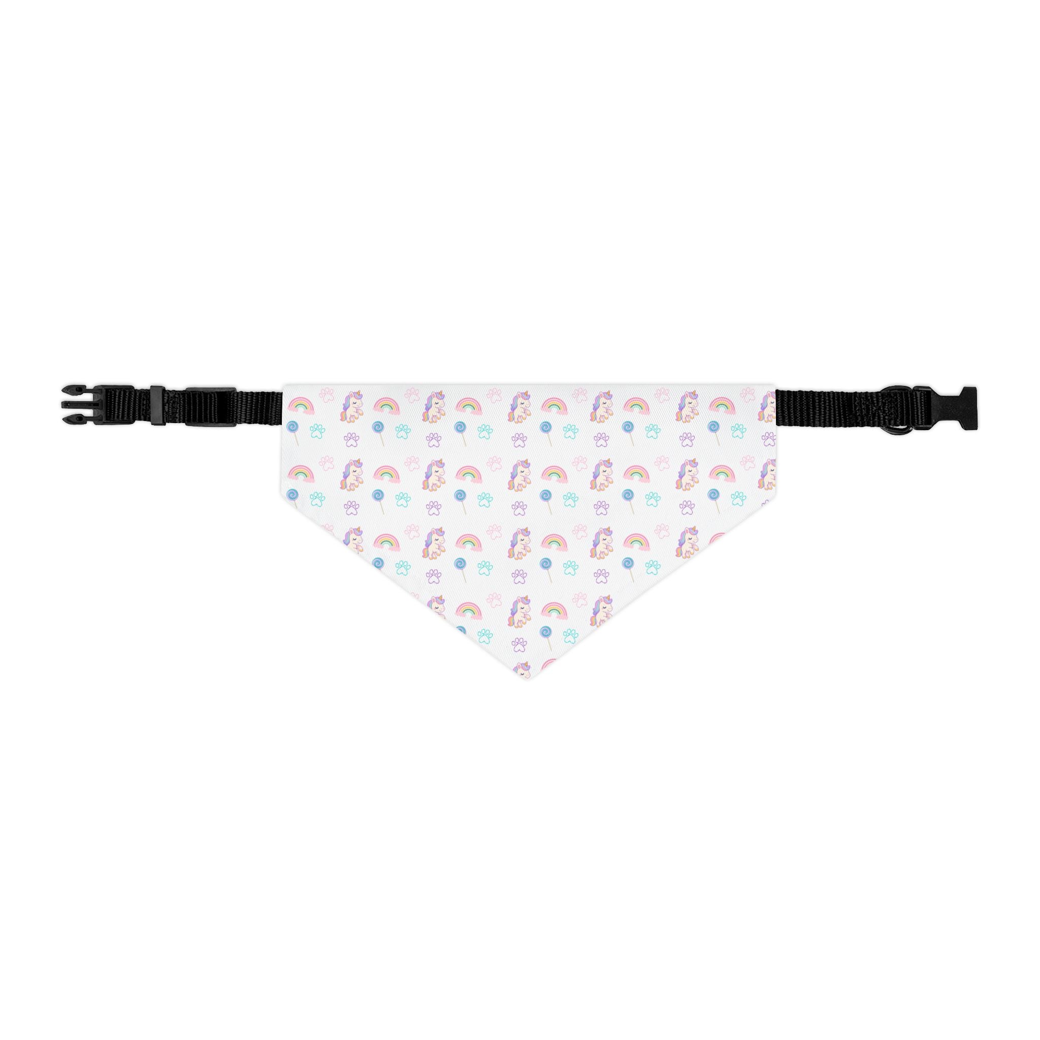 Pastel Rainbow Pet Bandana Collar — Cute Unicorn & Rainbow Pattern for Dogs & Cats