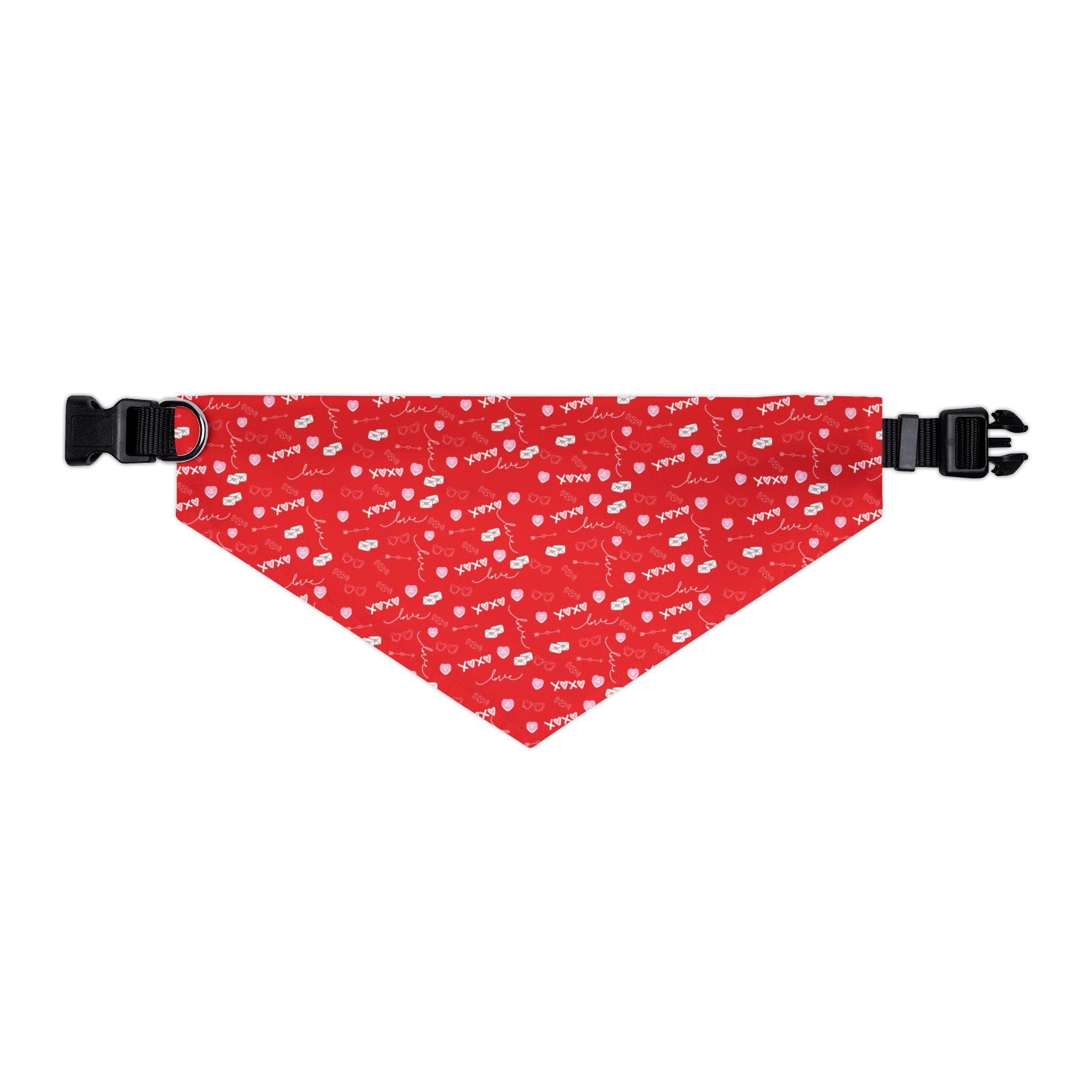 Red bandana with white patterns on a white background