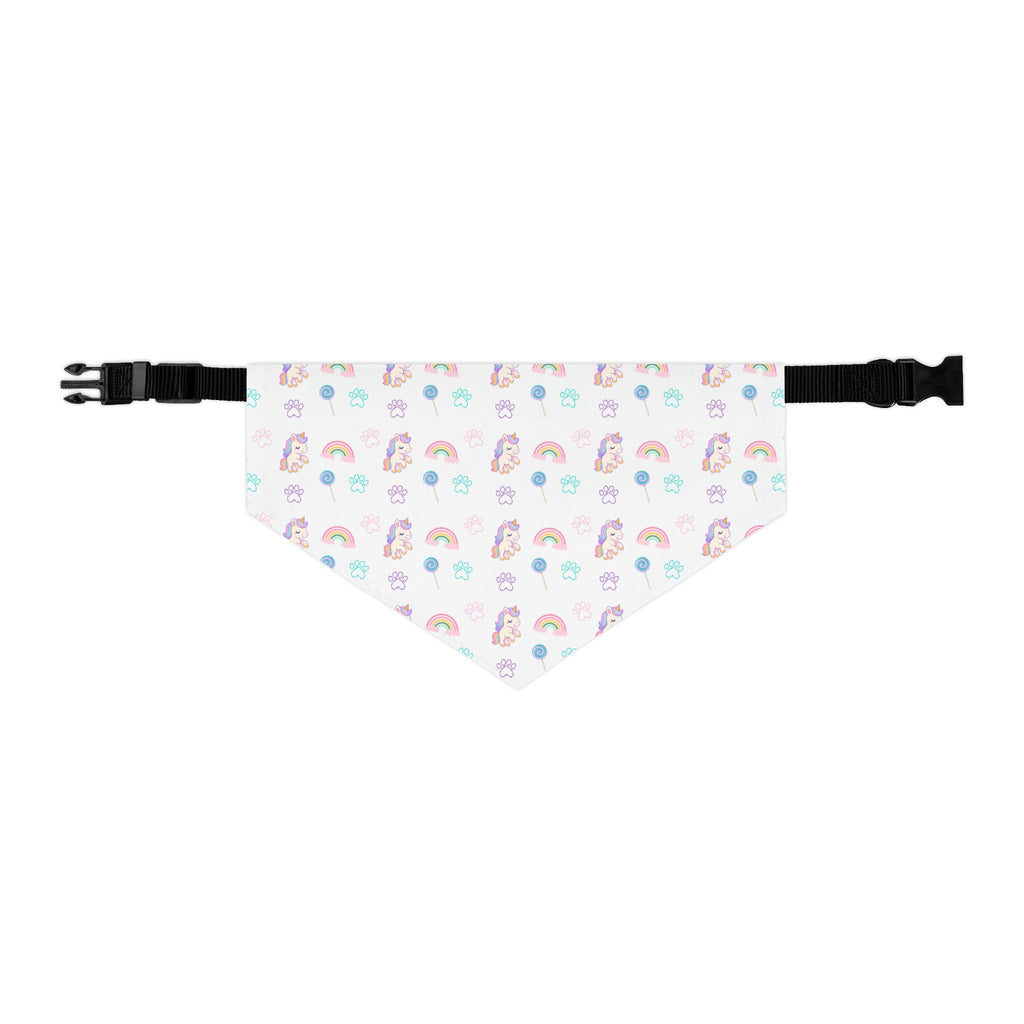 Pastel Rainbow Pet Bandana Collar — Cute Unicorn & Rainbow Pattern for Dogs & Cats
