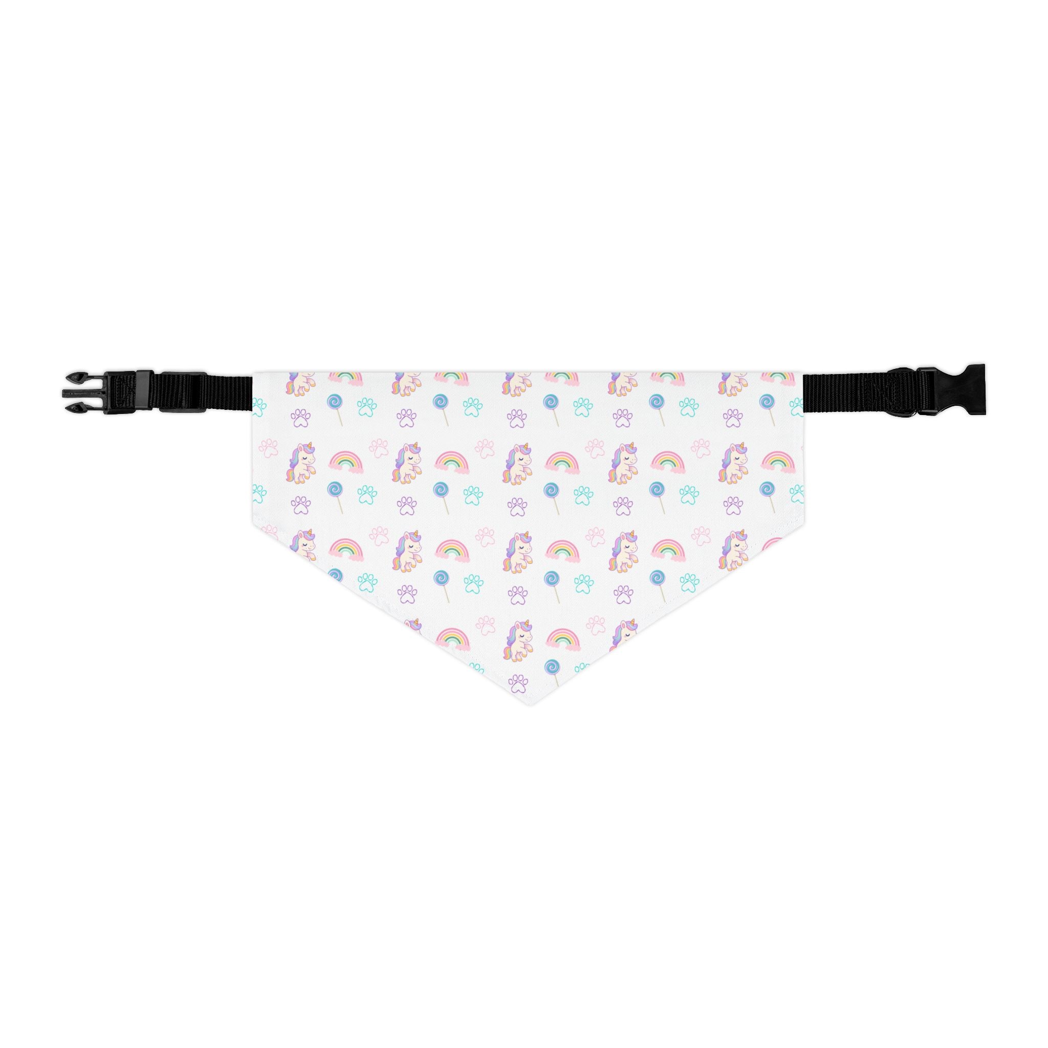 Pastel Rainbow Pet Bandana Collar — Cute Unicorn & Rainbow Pattern for Dogs & Cats