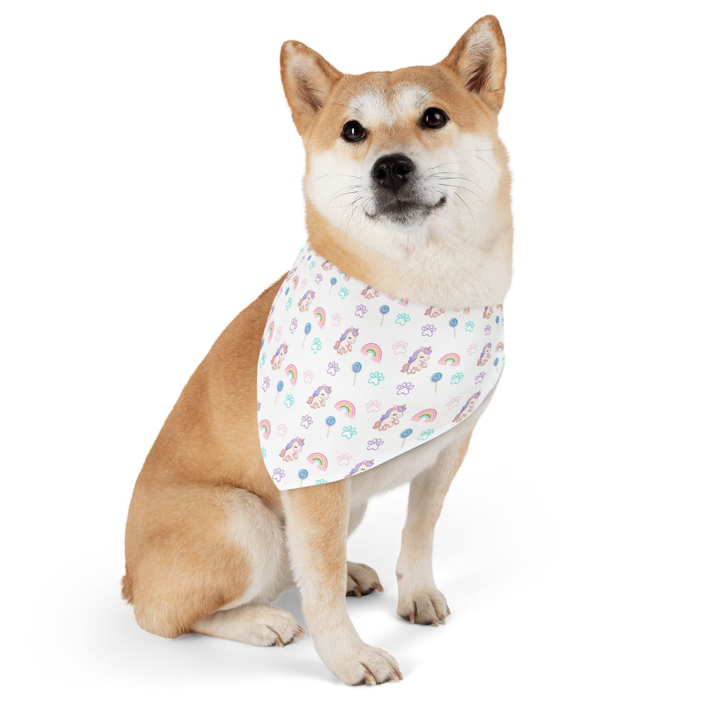 Pastel Rainbow Pet Bandana Collar — Cute Unicorn & Rainbow Pattern for Dogs & Cats