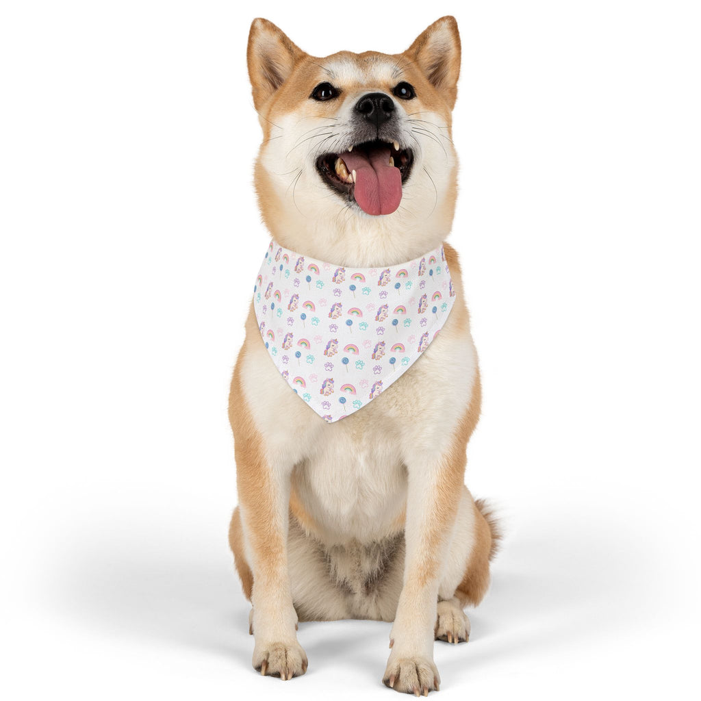 Pastel Rainbow Pet Bandana Collar — Cute Unicorn & Rainbow Pattern for Dogs & Cats