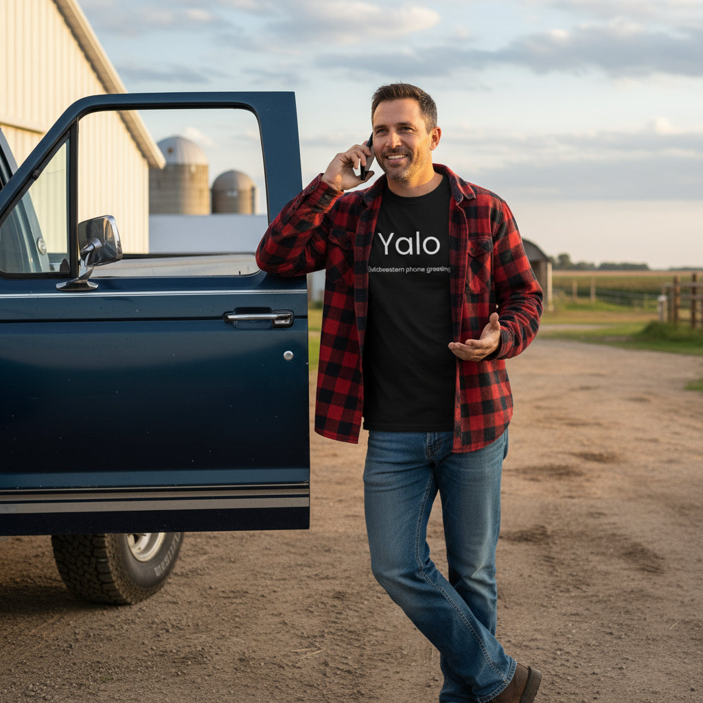 Yalo Midwest Phone Greeting Humor Tee